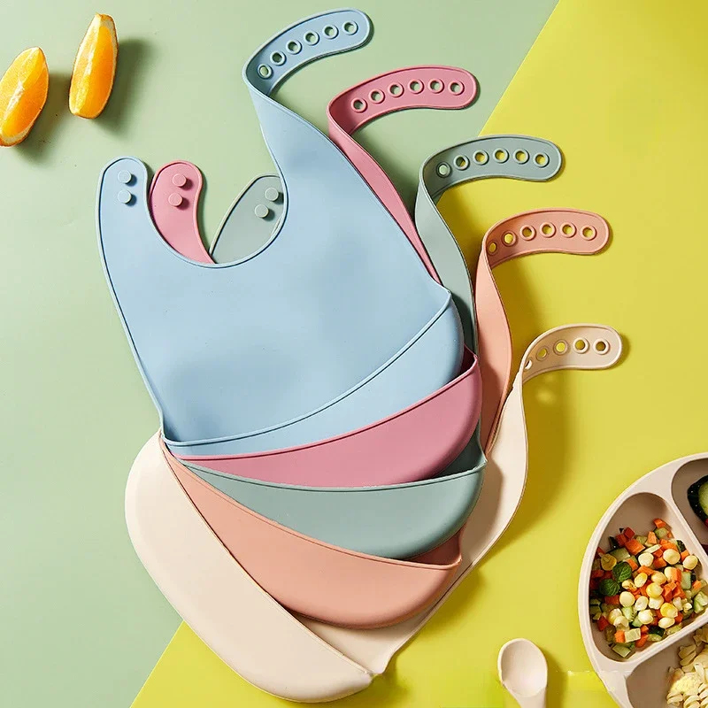 Waterproof Baby Bibs Silicone - 1-4 Stuks Baby Slabbetje Verstelbare Waterdichte
