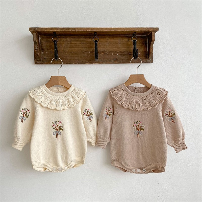 Herfst Nieuwe Pasgeboren Breie - Newborn Baby Girl Romper Floral recensie en prijs