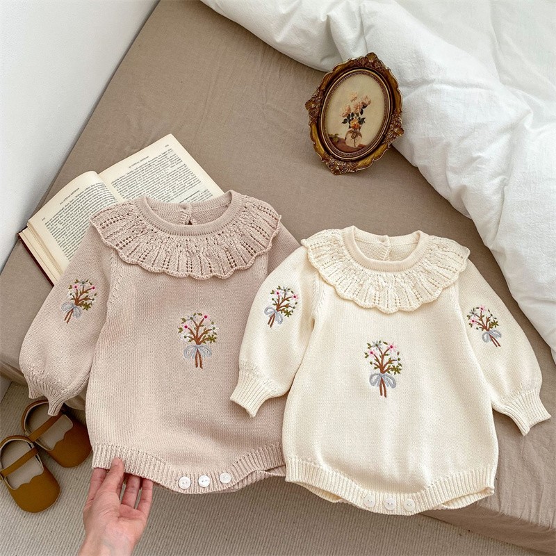 Herfst Nieuwe Pasgeboren Breie - Newborn Baby Girl Romper Floral recensie en prijs