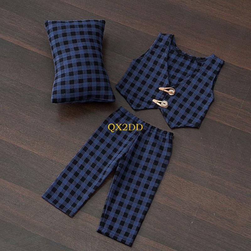 QX2D Geruit Kussen Broek & Ves - Infant Photography Props Outfit recensie en prijs
