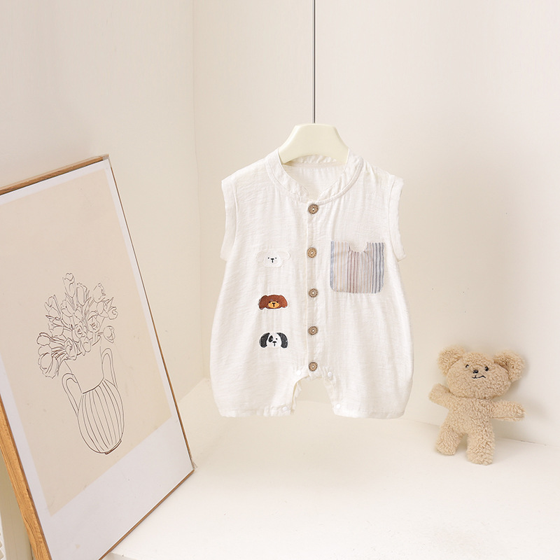 Baby jongens zomer romper cart - Baby Summer Linen Sleeveless Jumpsuit recensie en prijs